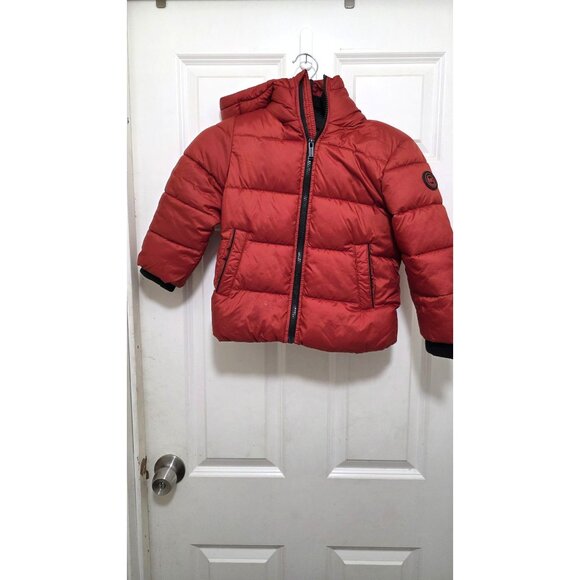 Michael Kors Kids Orange Puffer Jacket Hood & Zip Closure Size 4T Polyester Line - Picture 2 of 7